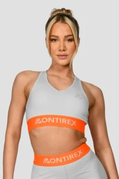 Icon Contrast Bra Top - Light Smoke Grey/Safety Orange