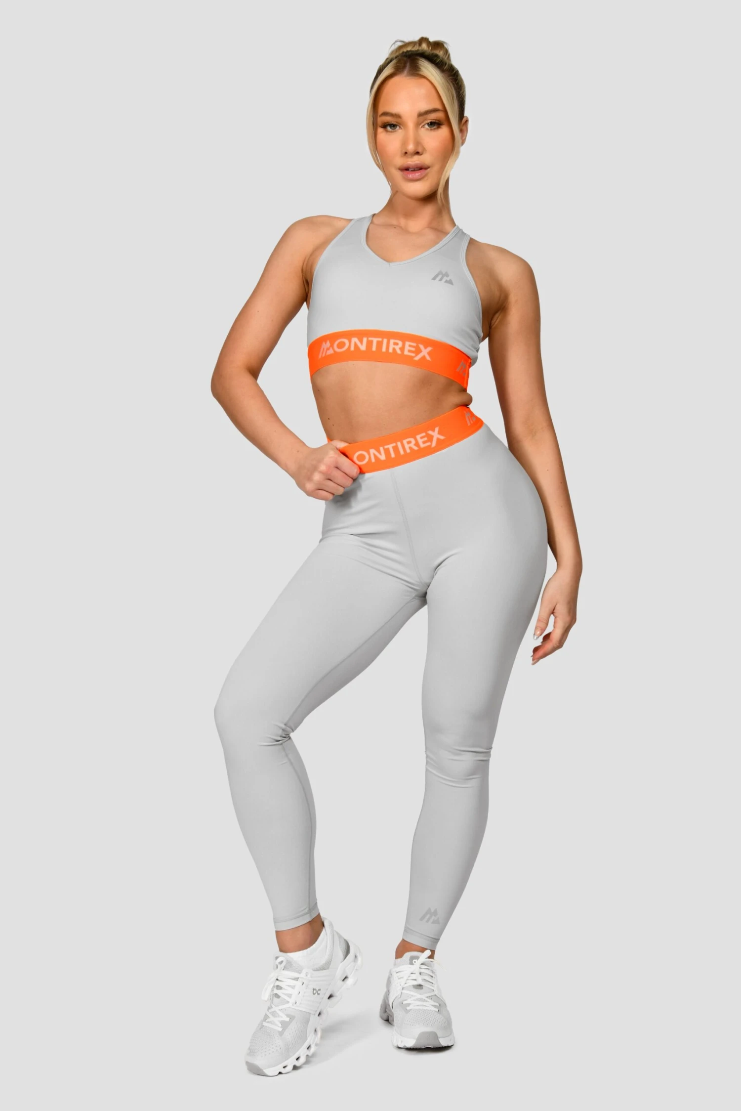 Icon Contrast Bra Top - Light Smoke Grey/Safety Orange