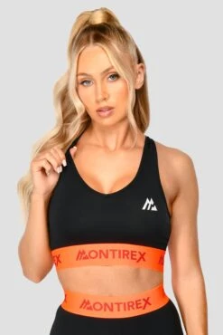 Icon Contrast Bra Top - Black/Safety Orange/Cardinal Red