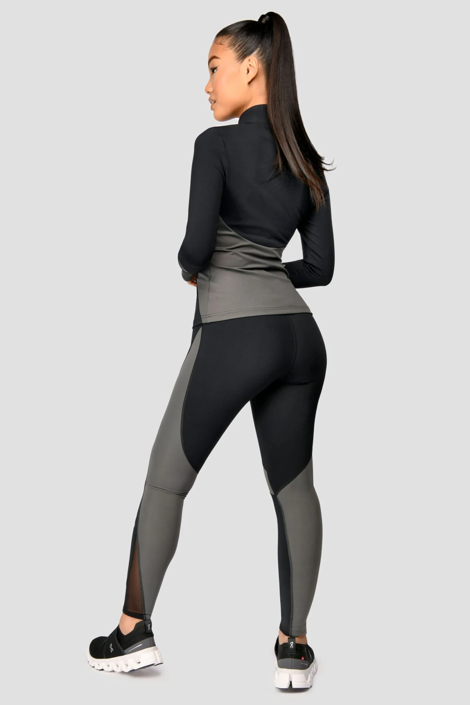 Power Panelled Legging - Black/Dark Slate Grey
