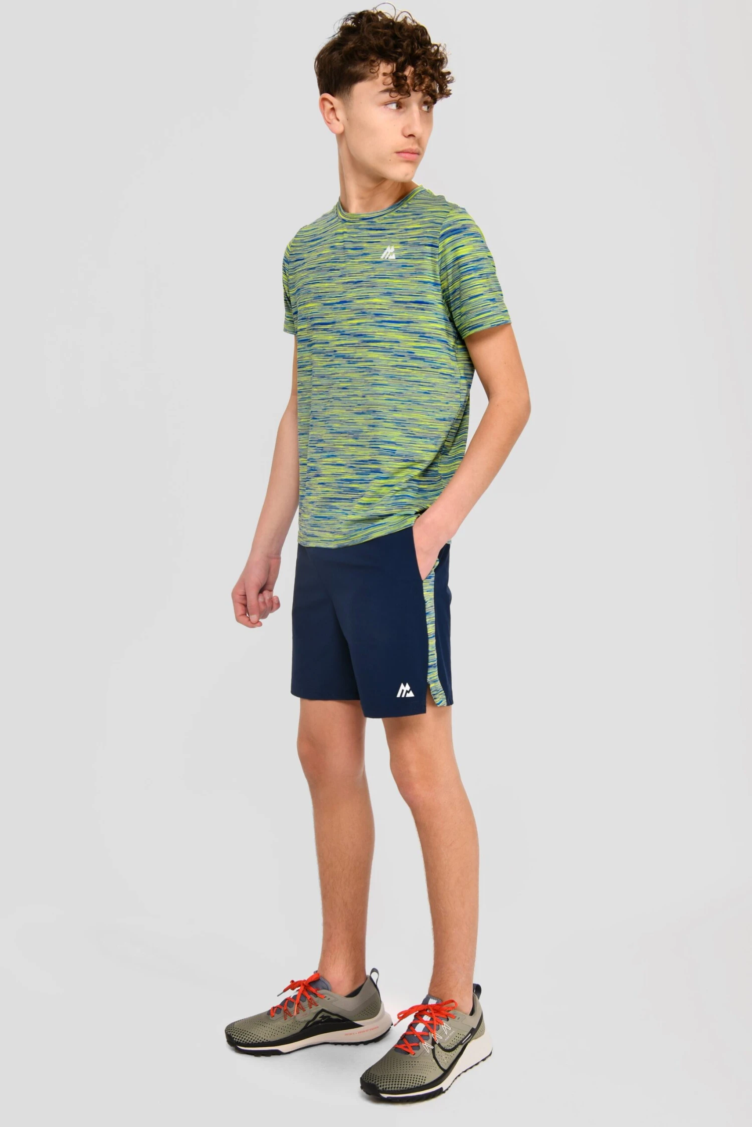 Junior Trail Panel Short - Navy/Neon Blue/Lime
