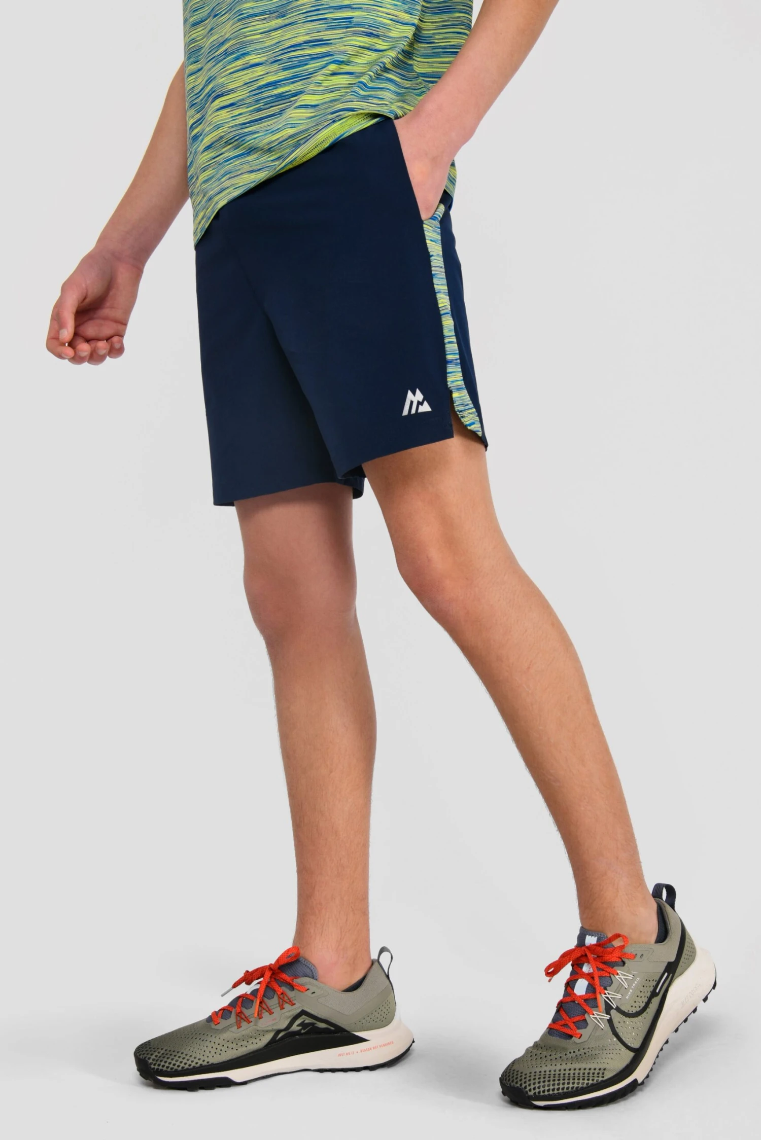Junior Trail Panel Short - Navy/Neon Blue/Lime