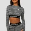 Trail Icon Long Sleeve Crop - Black/Grey Multi